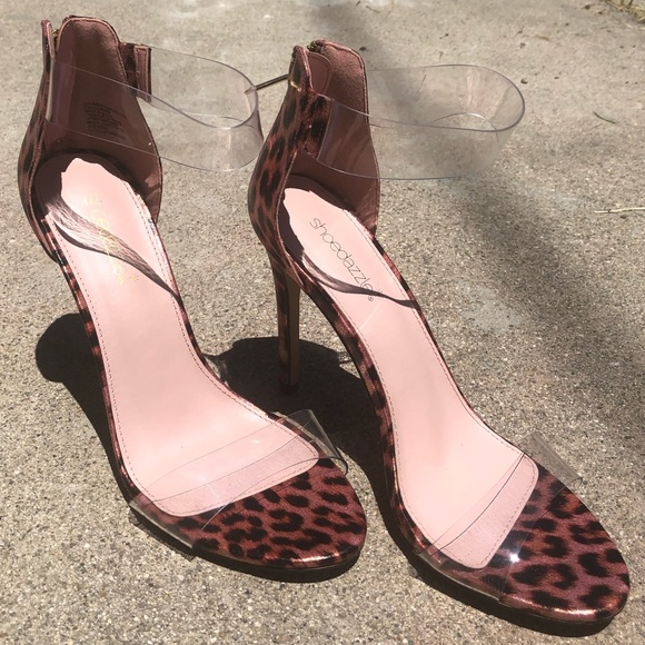 Shoe Dazzle Shoes - Cheeta Print Clear Strap Heels 👠
